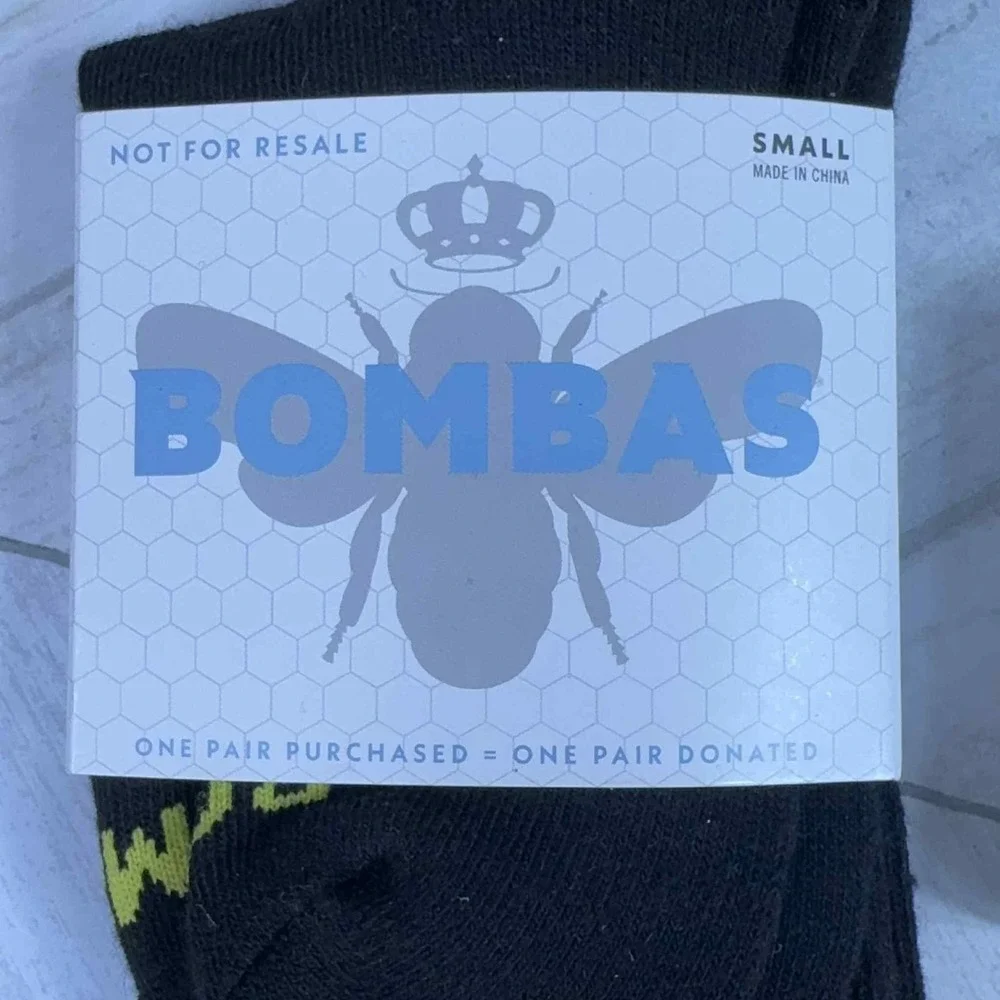 Bombas Honeycomb Arch Support Half Calf Socks Womens Sz Small 4-7.5 Black Stripe